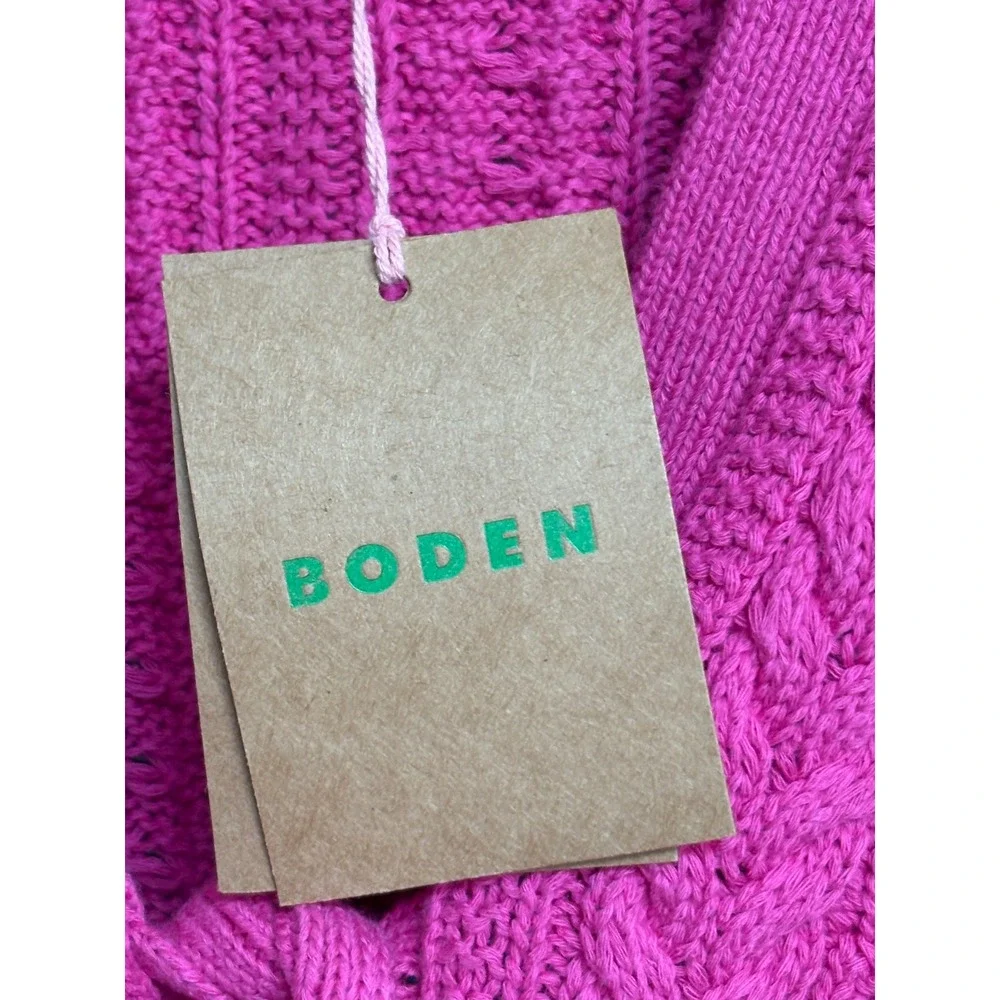 NWT Boden Womens Pink Short Sleeve Tie Front Cable Knit Cardigan Sweater K0822